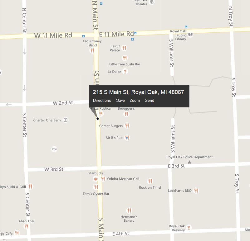 Map of area of Mr. B's Pub